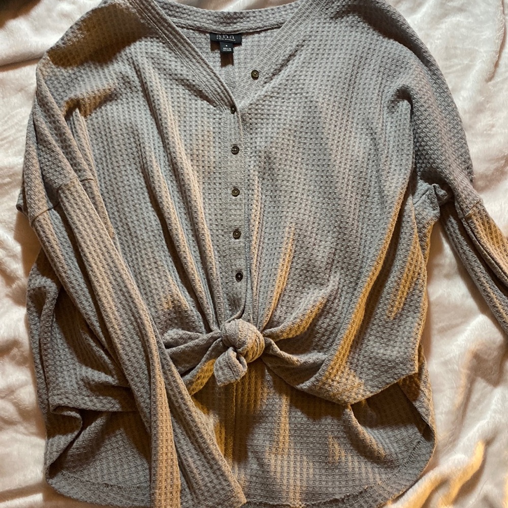 grey waffle button down